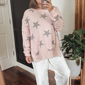 SUNDRY Side Zip Star 100% cotton  Sweatshirt. Size 1/ S/M